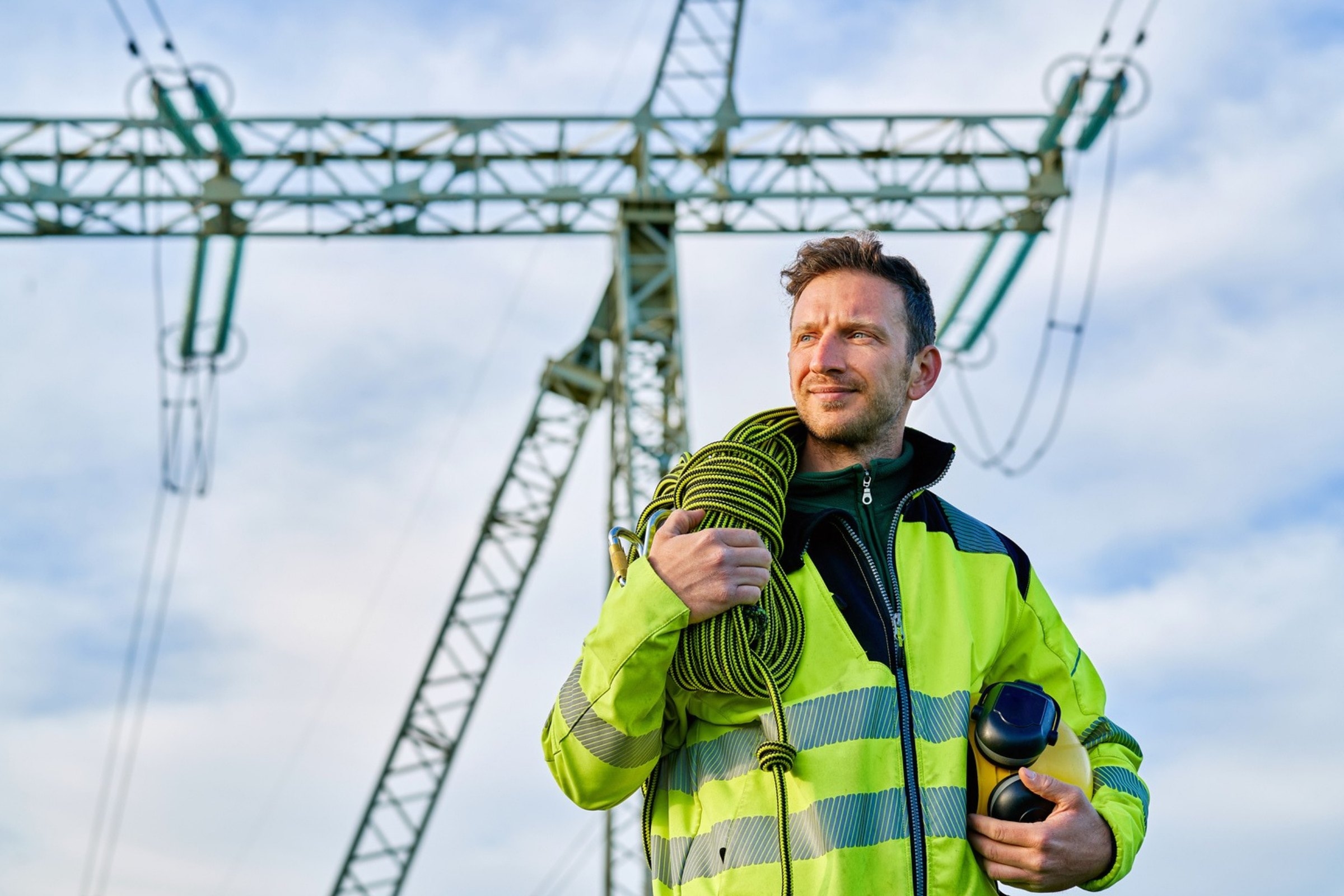 Engineer working on wind turbine